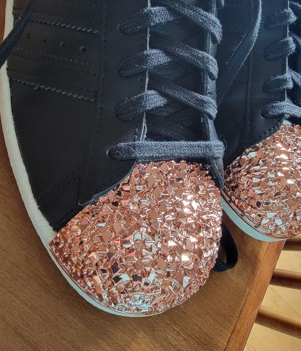 ADIDAS 80'S Superstar Rose Gold Black Sneakers 8.5